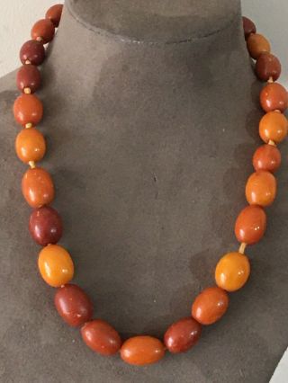 Antique Butterscotch Amber Beads Necklace