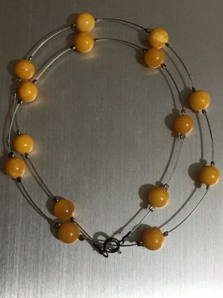 antique Butterscotch Amber Beads Necklace 3