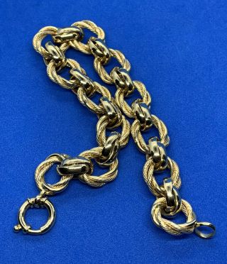 12.  9 Grams Estate Vintage 14k Solid Gold Wide Twisted Link 8.  5 " Italian Bracelet