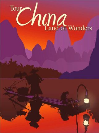 Tour China - Land Of Wonders Chinese Orient Travel Art Advertisement Poster