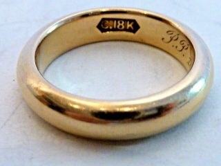 1913 Antique 18k Gold Wedding Band,  Hand Engraved " Pp To Be 1 - 27 - 13 ",  Size 7.  5