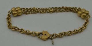 18k Yellow Gold Vintage Bracelet With Key On The Closure (cb449)