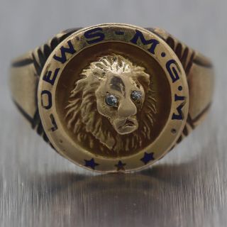 Lowes Mgm Studios 1930 10k Yellow Gold Diamond Lion Ring