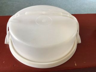 Tupperware 10” Round 719 - 1 White & Sheer Pie Cake Cookies Salad Carrier Taker 3