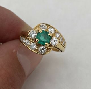 18ct Gold 0.  75ct Princess Cut Emerald & 1.  50ct Diamonds Large Heavy Ring 18k 750