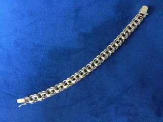 Heavy Vintage 14k Gold Double Link Charm Bracelet 7 1/2” 29 Grams
