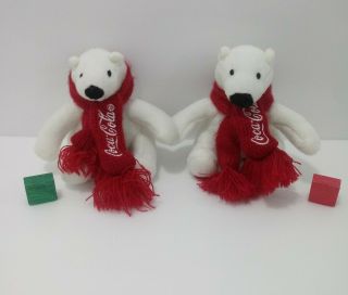 Coca Cola Polar Bear W/ Red Scarf 4 " Bean Bag Plush Coke Promotional Stuffed Toy