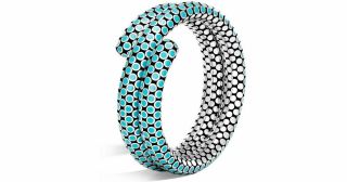 Nwt John Hardy Limited Edition Turquoise Enamel Dot Coil Wrap Sterling Bracelet
