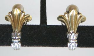 Lagos Caviar 18k Yellow Gold Sterling Silver Pearl Tulip Pierced Omega Earrings