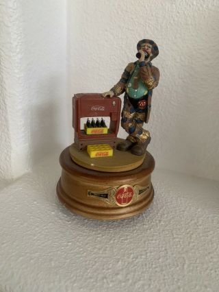 Limited Edition Coca Cola Emmett Kelly Musical Figurine " At The Red Cooler " 1995