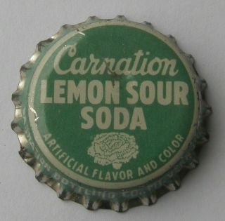 Carnation Lemon Sour Soda Cork - Lined Bottle Cap From Mt.  Vernon,  Mo