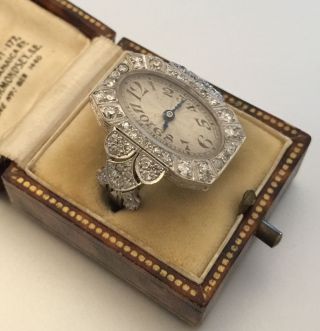 A Very Unusual Art Deco Diamond Watch Ring Circa 1920 - 40’s 2