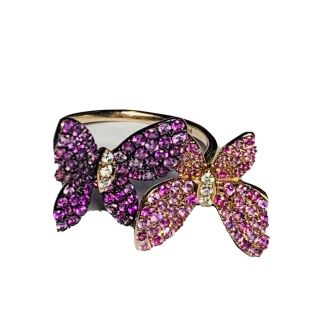 “ Effy “ 14k Rose Gold Ruby,  Pink Sapphires & Diamonds Butterflies Ring