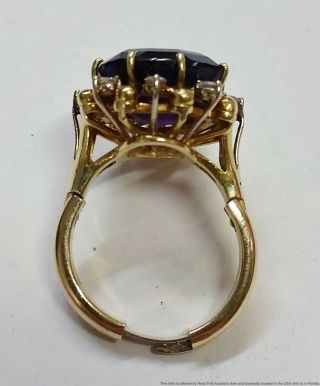 Huge 7.  60ct Gem Quality Amethyst Fine Diamond Halo 14k Gold Ring Arthritic Shank 3