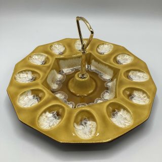 Treasure Craft Deviled Egg Serving Plate Tray Mid Century Mottled Handle Usa 307
