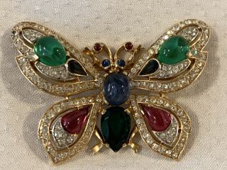 Vintage Trifari Jewels Of India Butterfly Alfred Philippe Brooch Tag