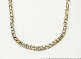 4ctw Fine White Diamond 14k Gold Necklace 23.  2gr Graduated Riviera Tennis 16in