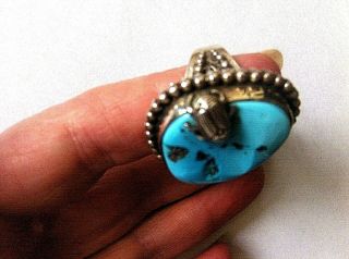 Stephen Dweck Ooak Turquoise Sterling Ring Beetle " Adam " 6.  3/4 Signed Numbered