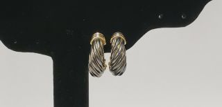 Vintage Cartier 18k & Sterling Silver Clip On Earrings Signed Authentic