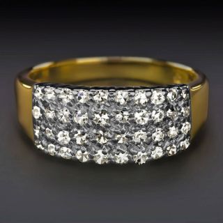 Diamond Vintage Cocktail Ring Wide Band Estate Pave Yellow Gold 0.  5ct Natural