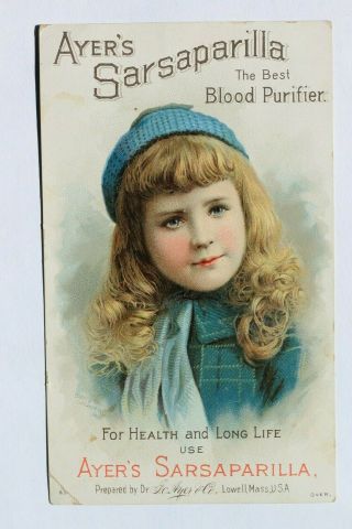 Old Trade Card Ayer’s Sarsaparilla Blood Purifier,  Dr.  J.  C.  Ayer & Co.  Lowell Ma