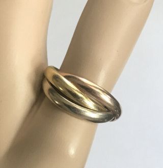 Cartier Trinity Ring Vintage White Yellow Rose Gold 18k Size 9