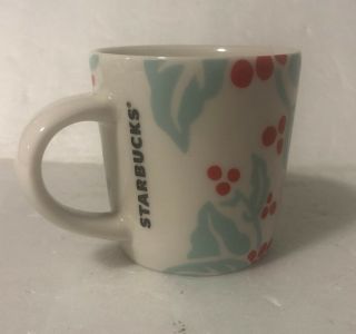 Starbucks 2018 Holiday Ceramic Demi Espresso Mini Coffee Mug Cup Cherries 3 Oz