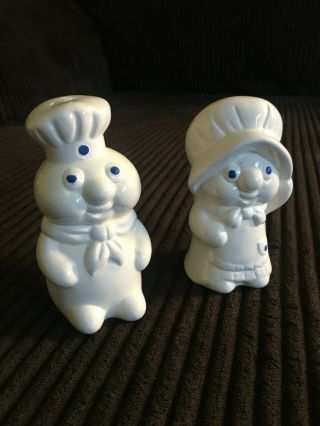 Vintage Salt And Pepper Shakers,  Pillsbury Doughboy And Girl,  Ceramic