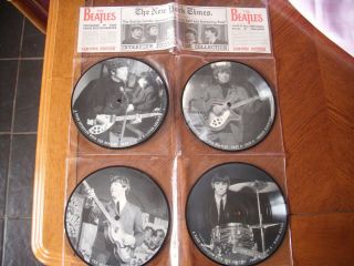 The Beatles 4 X 7 " Interview Picture Disc In Hanging Display Vinyl Singles