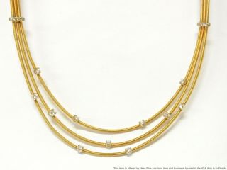 Marco Bicego 18k Gold Fine Diamond Station Necklace Designer Multi Strand Chain