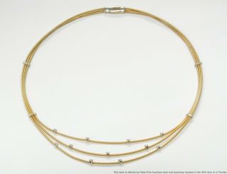 Marco Bicego 18k Gold Fine Diamond Station Necklace Designer Multi Strand Chain 2
