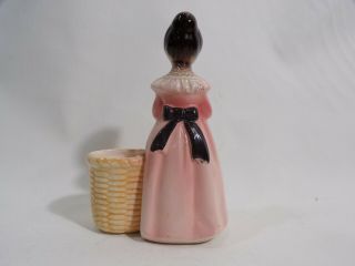 Vintage Toothpick Holder Prayer Lady in Pink We Give You Thanks 4.  25 