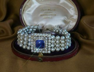 Gia Tanzanite 14k Diamond Pearl Vintage Certified Bracelet Emerald Fine 8.  56 Cts
