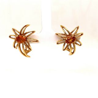 Vintage 1994 Tiffany & Co.  18k Yellow Gold Citrine Fireworks Clip On Earrings