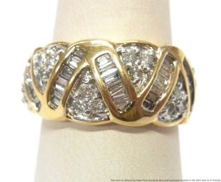 Vintage 1.  50ctw White Diamond 14k Gold Ring Ladies Fancy Channel Set Band Sz6.  25