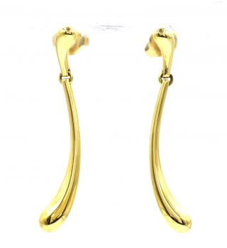 Vintage Tiffany & Co Elsa Peretti Teardrop Dangle Earrings 18k Yellow Gold Bag