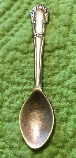 Antique Brass Salt Spoon With Design On Handle