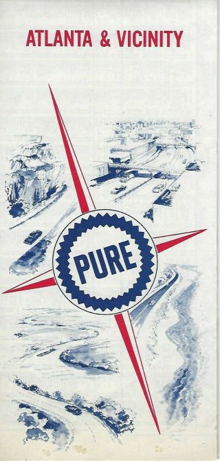 Pure Oil Company Atlanta & Vicinity Map 1967