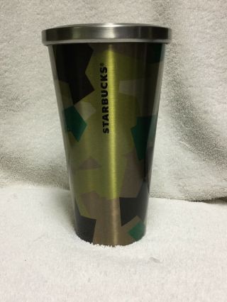 Starbucks Stainless Steel Travel Tumbler Cup Mug 16oz Green Brown Silver Gold.