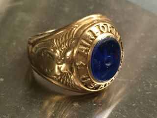 10k Gold Wwii Airborne Us Army Mens Ring Vintage Ww2 Solid Gold Sz 10.  5 Jump Win