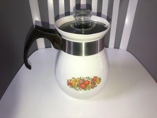 VINTAGE CORNING WARE STOVE TOP COFFEE POT P - 166 SPICE OF LIFE 6 CUP COMPLETE 2