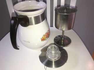 VINTAGE CORNING WARE STOVE TOP COFFEE POT P - 166 SPICE OF LIFE 6 CUP COMPLETE 3