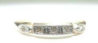 Antique Art Deco Estate Diamond Wedding Band 10k Yellow Gold Ring Size 6 Uk - M1/2