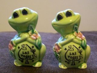 Vintage Las Vegas Green Frogs Salt & Pepper Shakers