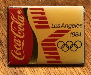 1984 Coca Cola Coke Los Angeles Summer Olympics Sponsor Lapel Hat Pin Pinback