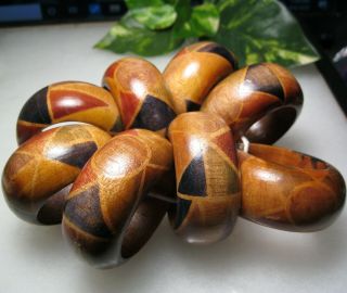 Vintage Wooden Painted Napkin Rings Set Of 8 Fresh From Estate