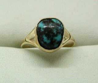 Edwardian Lovely Arts & Crafts Natural Turquoise Ring Size P