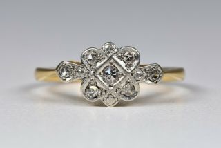 Antique Art Deco 18ct Gold & Platinum Diamond Ring,  (1930 