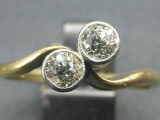 Antique Art Deco Old Cut Diamond Twist Ring 18ct Gold Platinum Size N.  20ct