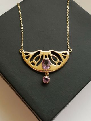 Antique Art Nouveau 9kt Rose Gold & Amethyst Necklace,  Gorgeous